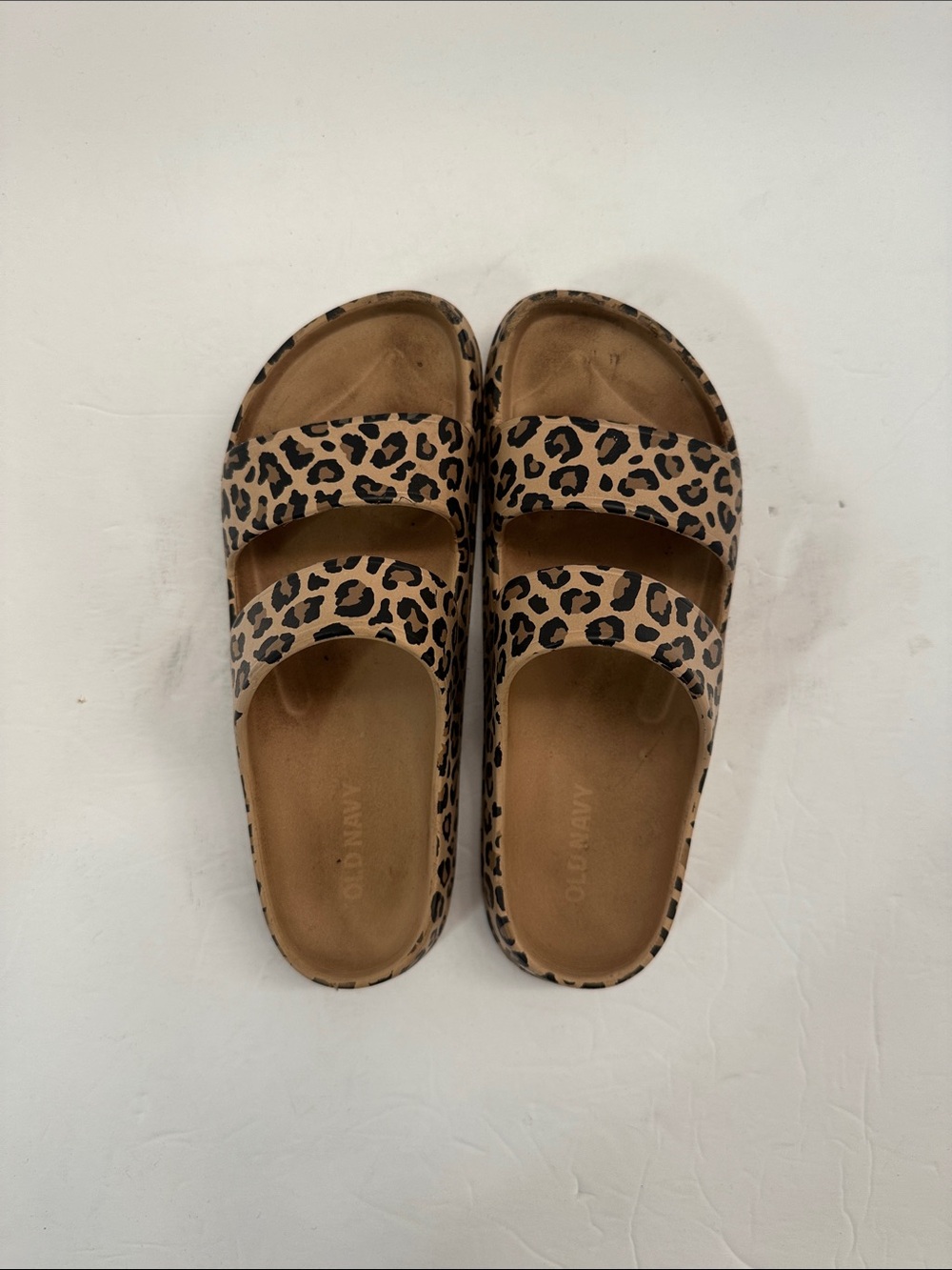 Kids Cheetah Print Double Strap Slide Sandals Size 1-2